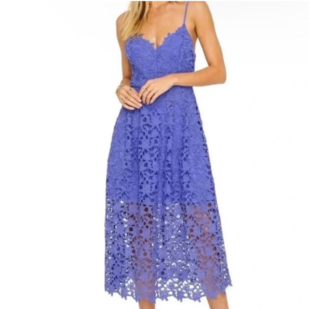 ASTR the Label Sleeveless Lace Fit & Flare Midi Dress